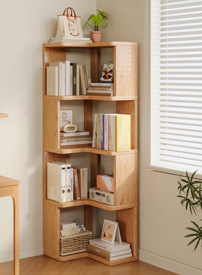 WALALLA 5-Tier Multifunctional Solid Wood Storage Shelf Corner Cabinet, Home Wall Corner Bookcase, Easy-to-Install Multi-Layer Corner Organizer for Living Room, Bedroom, Study, Office Supplies Rack, Utility Racks - Image 1
